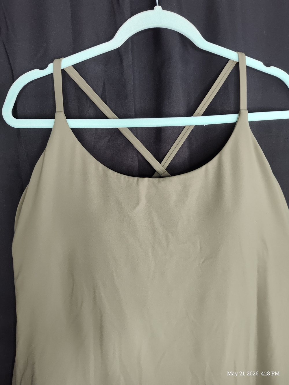 HALARA XL Built-in Bra N Shorts W/ Pickets Olive Cross Mini Tennis Dress - Picture 4 of 15